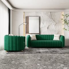 2-Piece Velvet Round Arm Sofa Living Room Set Luxury Sofa Sets