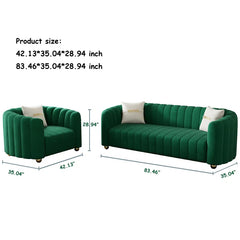 2-Piece Velvet Round Arm Sofa Living Room Set Luxury Sofa Sets