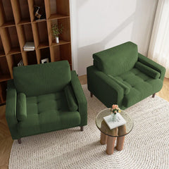 Rivaard 2 Set Modern Wide Armchair Corduroy Accent Chairs - Wooden Bazar