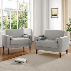 Rivaard 2 Set Modern Wide Armchair Corduroy Accent Chairs - Wooden Bazar