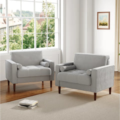 Rivaard 2 Set Modern Wide Armchair Corduroy Accent Chairs - Wooden Bazar