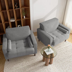 Rivaard 2 Set Modern Wide Armchair Corduroy Accent Chairs - Wooden Bazar
