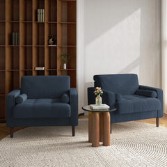 Rivaard 2 Set Modern Wide Armchair Corduroy Accent Chairs - Wooden Bazar
