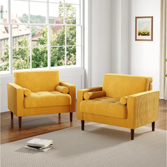 Rivaard 2 Set Modern Wide Armchair Corduroy Accent Chairs - Wooden Bazar