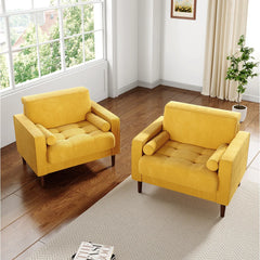 Rivaard 2 Set Modern Wide Armchair Corduroy Accent Chairs - Wooden Bazar