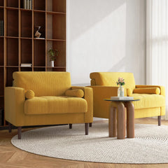 Rivaard 2 Set Modern Wide Armchair Corduroy Accent Chairs - Wooden Bazar