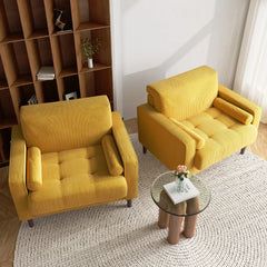 Rivaard 2 Set Modern Wide Armchair Corduroy Accent Chairs - Wooden Bazar