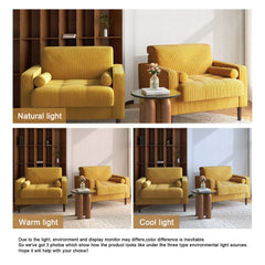 Rivaard 2 Set Modern Wide Armchair Corduroy Accent Chairs - Wooden Bazar
