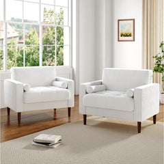Rivaard 2 Set Modern Wide Armchair Corduroy Accent Chairs - Wooden Bazar