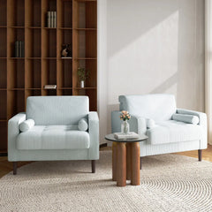 Rivaard 2 Set Modern Wide Armchair Corduroy Accent Chairs - Wooden Bazar