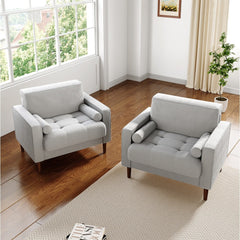 Rivaard 2 Set Modern Wide Armchair Corduroy Accent Chairs - Wooden Bazar