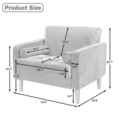 Rivaard 2 Set Modern Wide Armchair Corduroy Accent Chairs - Wooden Bazar