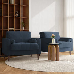 Rivaard 2 Set Modern Wide Armchair Corduroy Accent Chairs - Wooden Bazar