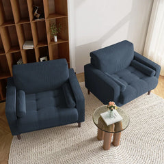Rivaard 2 Set Modern Wide Armchair Corduroy Accent Chairs - Wooden Bazar