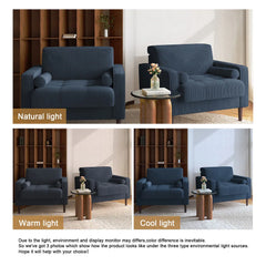 Rivaard 2 Set Modern Wide Armchair Corduroy Accent Chairs - Wooden Bazar
