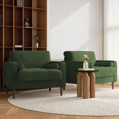 Rivaard 2 Set Modern Wide Armchair Corduroy Accent Chairs - Wooden Bazar