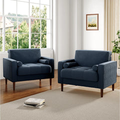 Rivaard 2 Set Modern Wide Armchair Corduroy Accent Chairs - Wooden Bazar
