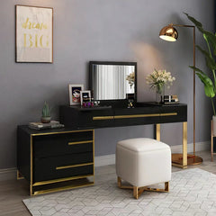 Kittle 2-in-1 Makeup Vanity with Flip Top Mirror & 4 Drawers Modern Writing Table