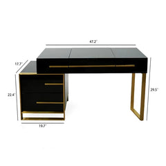 Kittle 2-in-1 Makeup Vanity with Flip Top Mirror & 4 Drawers Modern Writing Table