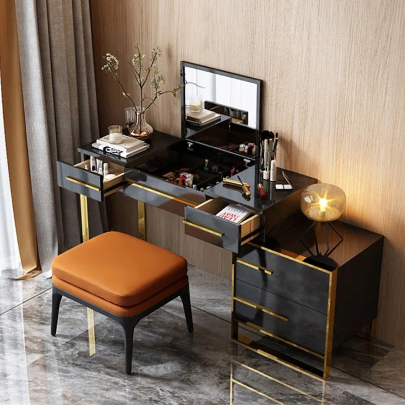 Kittle 2-in-1 Makeup Vanity with Flip Top Mirror & 4 Drawers Modern Writing Table