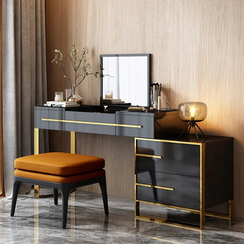 Kittle 2-in-1 Makeup Vanity with Flip Top Mirror & 4 Drawers Modern Writing Table