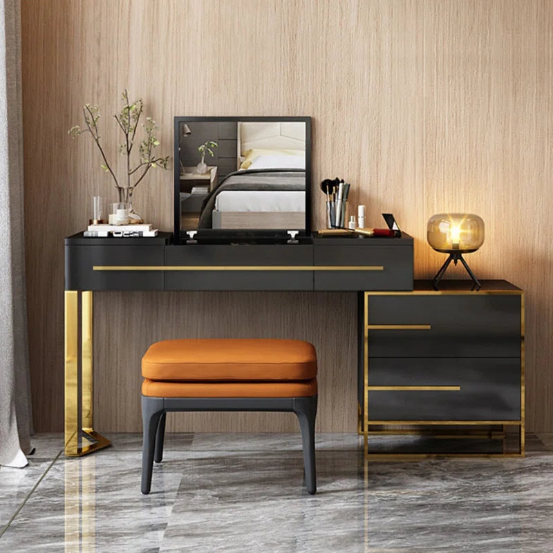 Kittle 2-in-1 Makeup Vanity with Flip Top Mirror & 4 Drawers Modern Writing Table