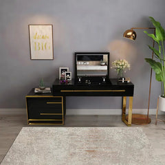 Kittle 2-in-1 Makeup Vanity with Flip Top Mirror & 4 Drawers Modern Writing Table