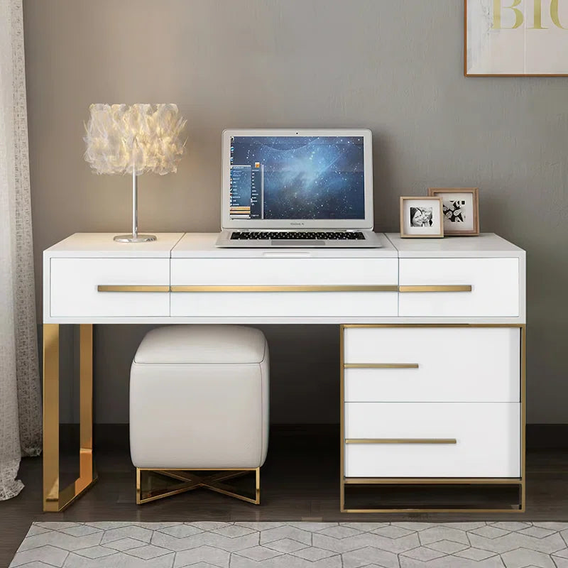 Kittle 2-in-1 Makeup Vanity with Flip Top Mirror & 4 Drawers Modern Writing Table