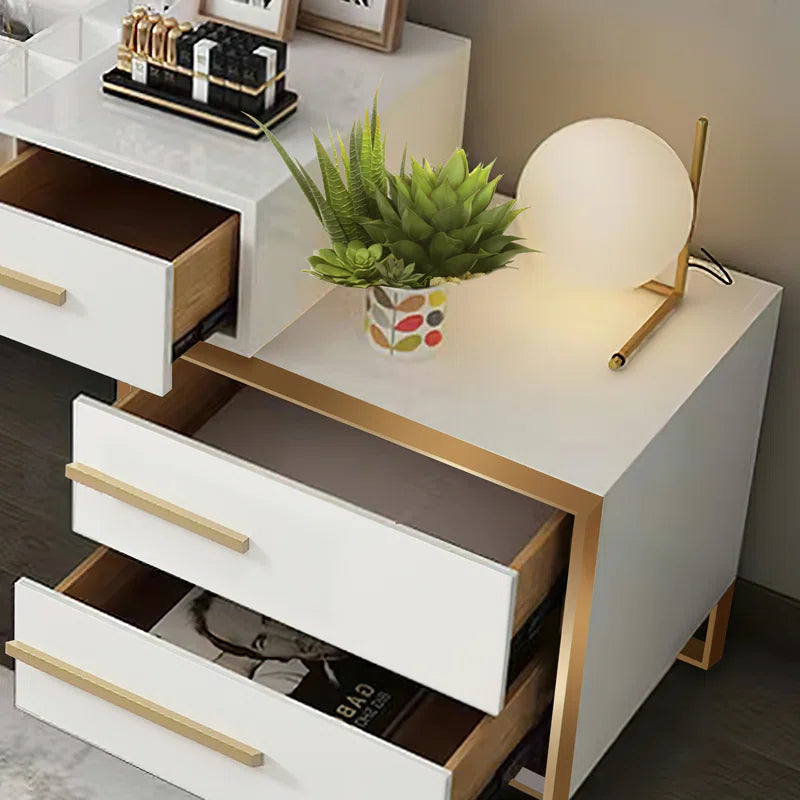 Kittle 2-in-1 Makeup Vanity with Flip Top Mirror & 4 Drawers Modern Writing Table