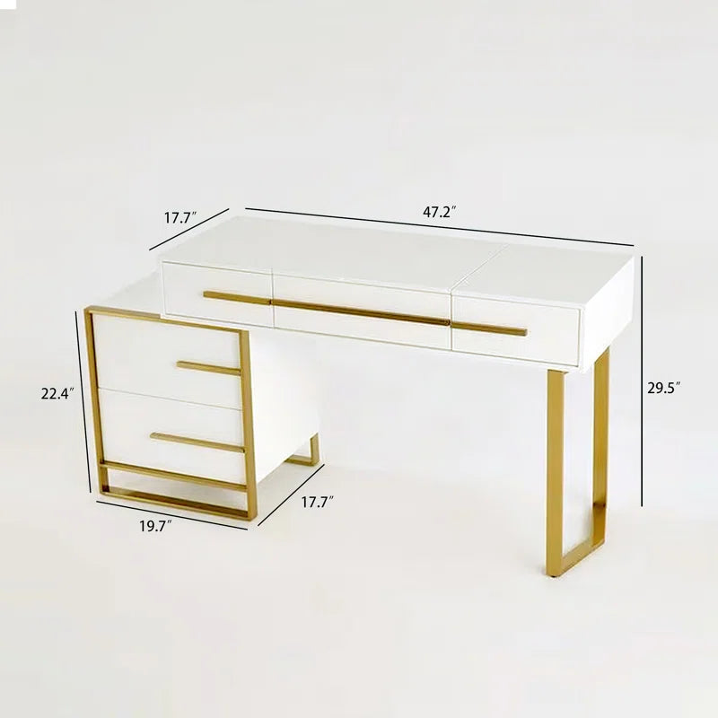Kittle 2-in-1 Makeup Vanity with Flip Top Mirror & 4 Drawers Modern Writing Table