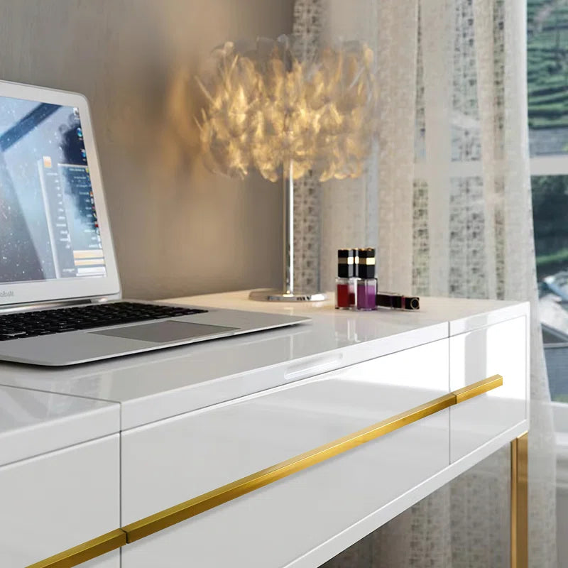 Kittle 2-in-1 Makeup Vanity with Flip Top Mirror & 4 Drawers Modern Writing Table