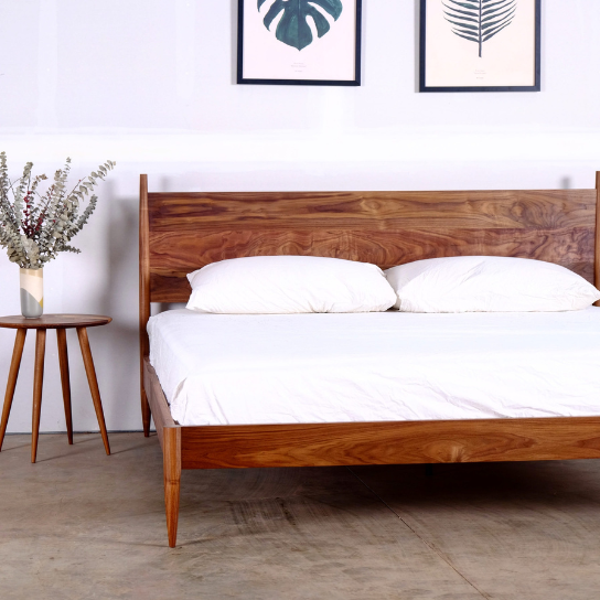 Keraix Wooden Bed In Honey Finish - Wooden Bazar