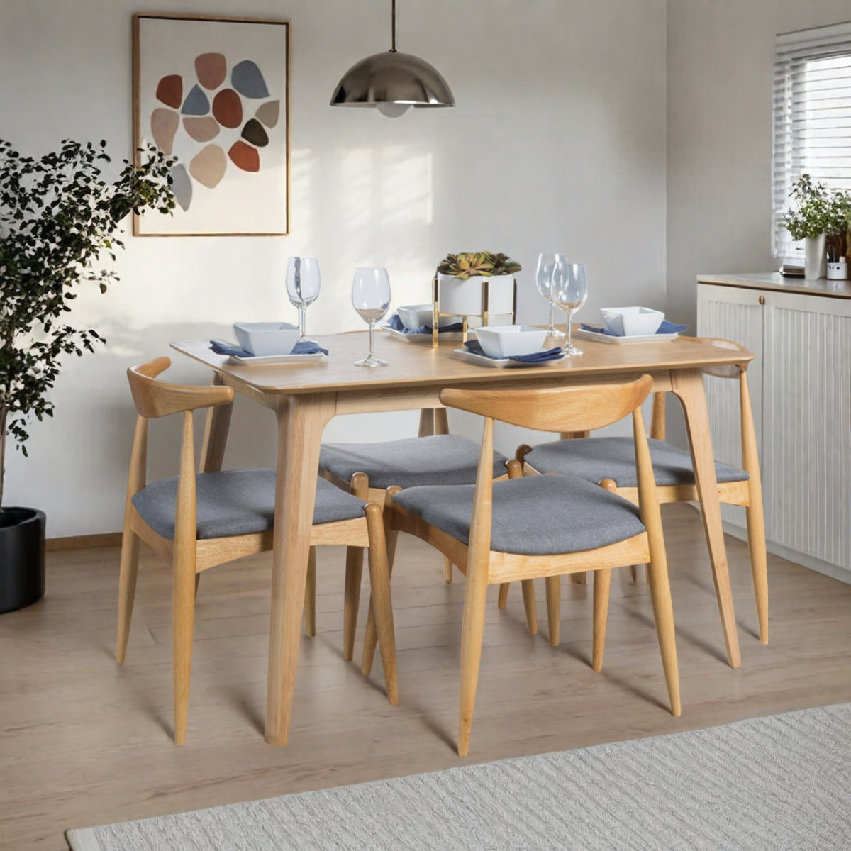 Aubray Solid Wood Dining Set