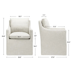 Zanneyun 24" Wide Country Farmhouse Linen Down Fill Upholstered Dining Armchair