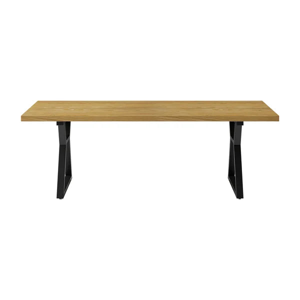 70.9" Natural Industrial Dining Table with Wood Top & Metal Frame  - Wooden Bazar