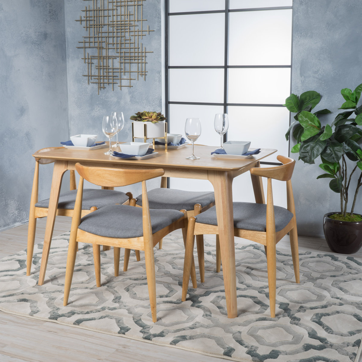 Aubray Solid Wood Dining Set