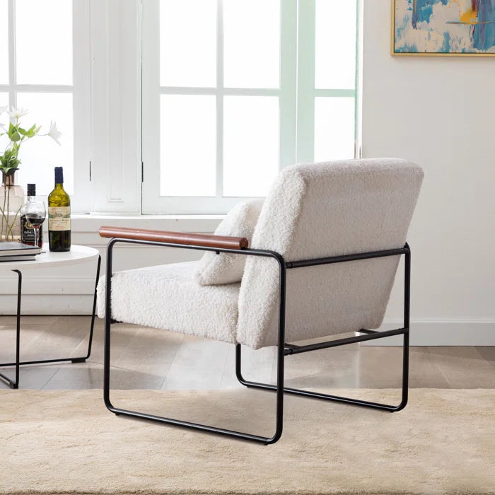 Saternn Soft Arm Accent Chair with Cushion - Wooden Bazar