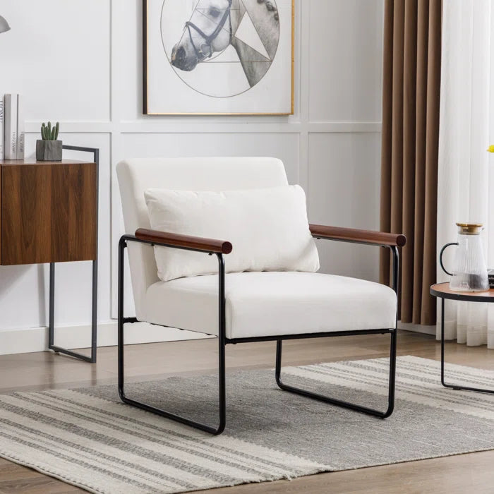 Saternn Soft Arm Accent Chair with Cushion - Wooden Bazar
