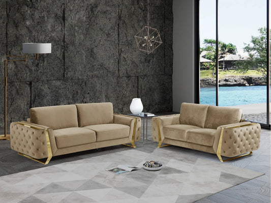 2 - Piece Faux Leather Living Room Set Luxury Sofa Set