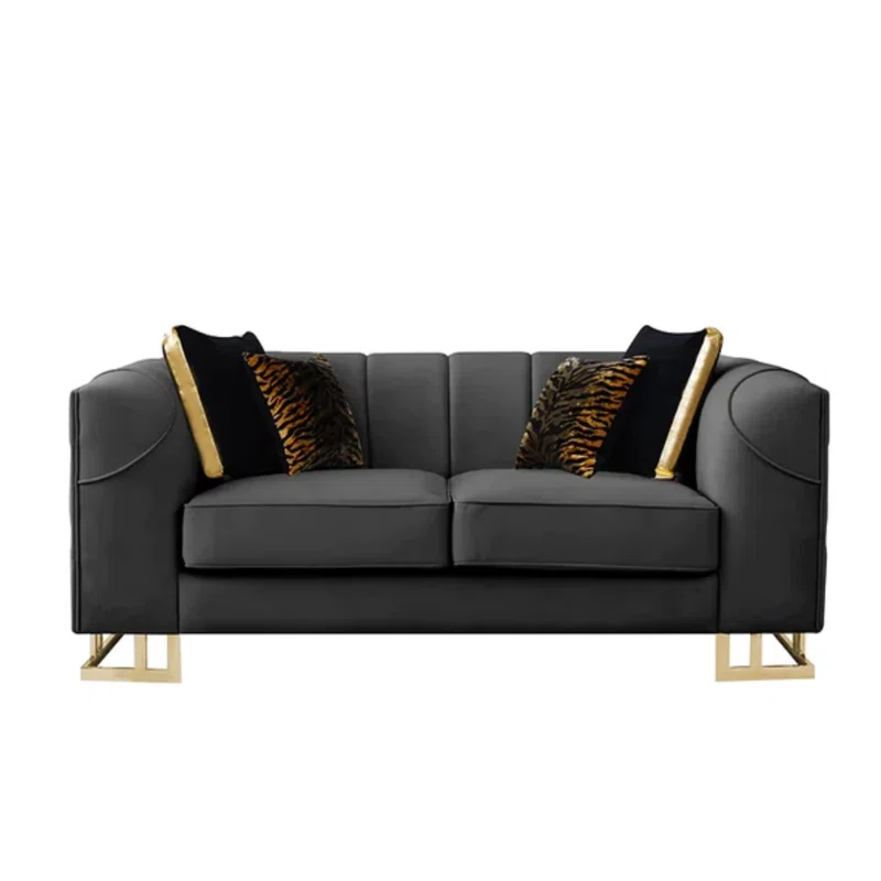 Eveo 3 - Piece Velvet Living Room Luxury Sofa Set