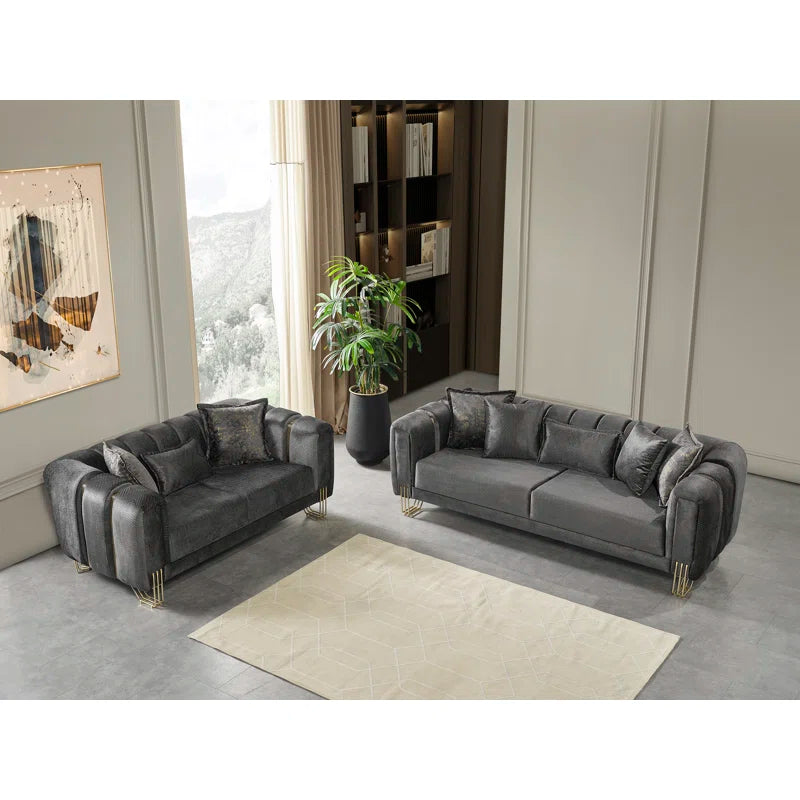 2 - Piece Velvet Living Room Set Luxury Sofa Set