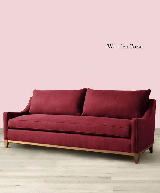 Ultimate Three Seater Sofa In Berry Color - Wooden Bazar