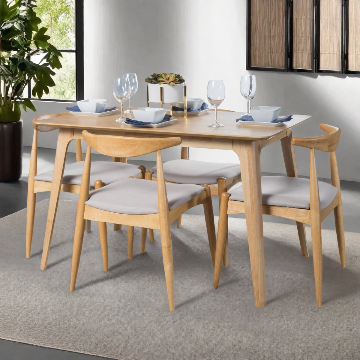 Aubray Solid Wood Dining Set