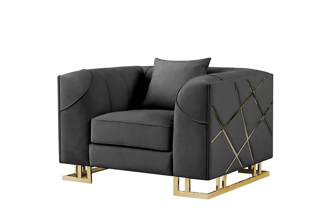 Eveo 3 - Piece Velvet Living Room Luxury Sofa Set