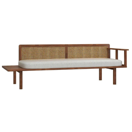 Jake Modern 3 Seater Rattan Cane Bench - Wooden Bazar