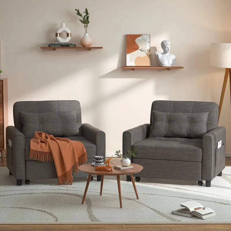 Zaadugar 3-in-1 Convertible Modern Foldable Lounge Chair With Adjustable Upholstered Sleeper Sofa Bed