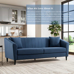 Giggy Upholstered Sofa With Channel Stitching With 2 Accent Pillows - Wooden Bazar