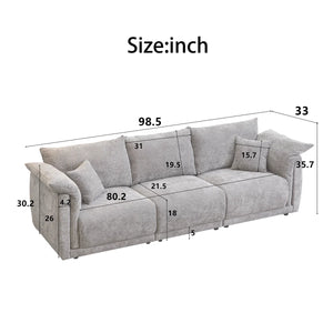 Hibikson 3-seater sofa with 2 pillows - Wooden Bazar
