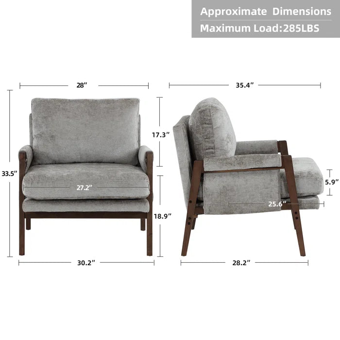 Kerlyun Mid-Century Modern Upholstered Armchair With Wood Frame (Set of 2)