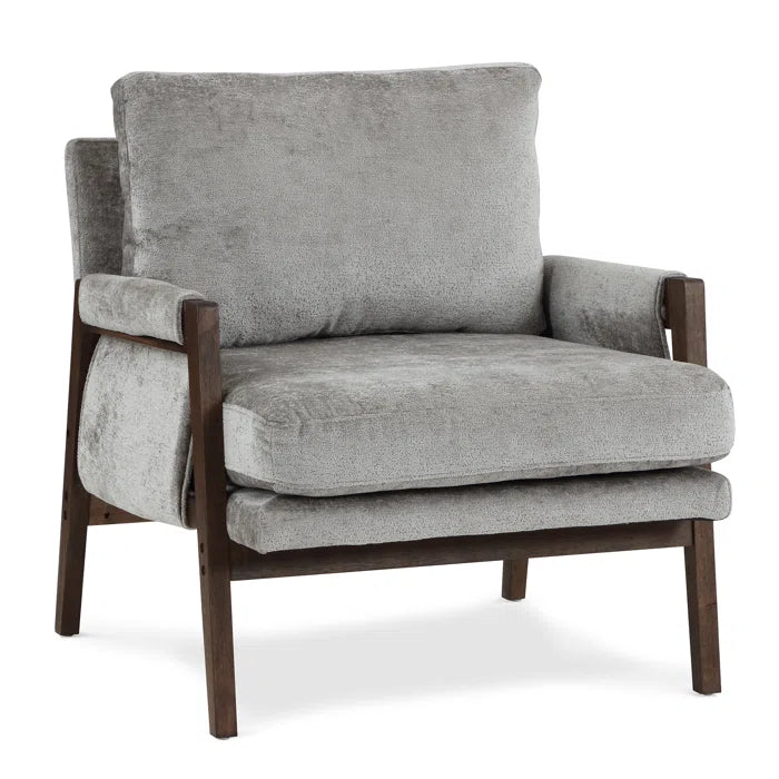 Kerlyun Mid-Century Modern Upholstered Armchair With Wood Frame (Set of 2)